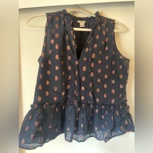 J. Crew navy blue blouse. Size XS. Like new!